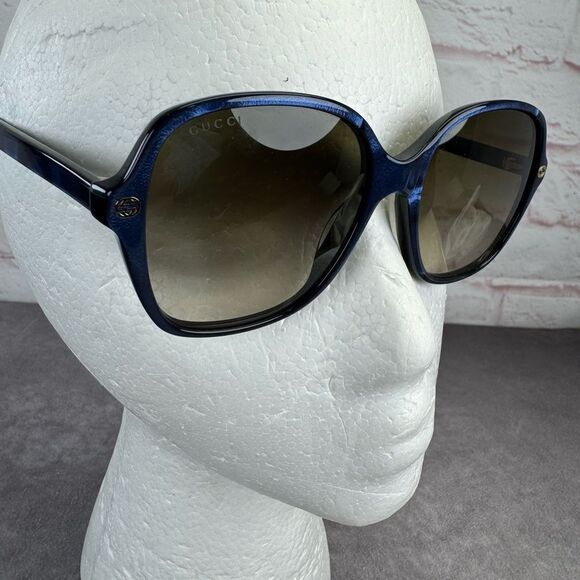 Gucci Sunglasses Blue Crystal/Non-Polarized Brown Gradient Lens GG0092S - Picture 6 of 15